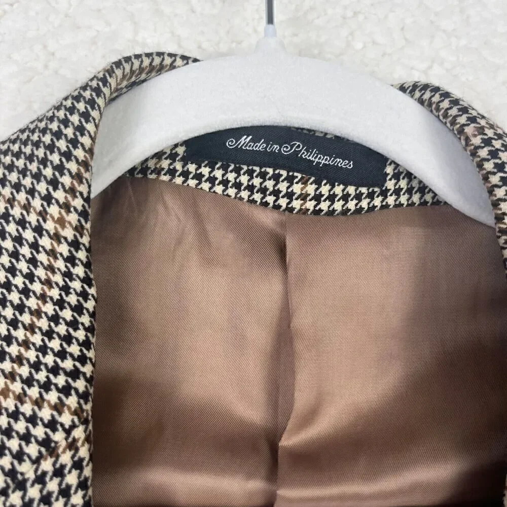 Ralph Lauren Mens Blazer Sport Coat Two Button Jacket‎ 100% Wool 42R HoundsTooth